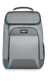 Igloo Laguna Soft Sided Cooler Backpack, 24 Can Capacity, Gray Twill with Ibiza Blue