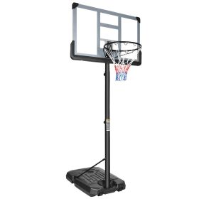 Portable Basketball Hoop Backboard System Stand Height Adjustable 6.5ft - 10ft with 44 Inch Backboard and Wheels for Adults Teens Outdoor Indoor
