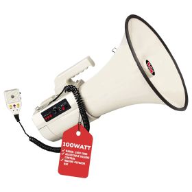 5 Core Megaphone Bullhorn Speaker 100W Professional Bull Horn Battery Power Cheer Megafono 2000 Yard Range Loudspeaker W Siren Recording Ergonomi