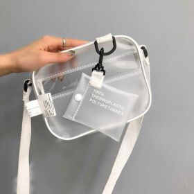 Clear Crossbody Purse Bag Stadium Approved PVC Transparent Messenger Bags Adjustable Strap for Concerts Festivals Sports (Color: White-B)