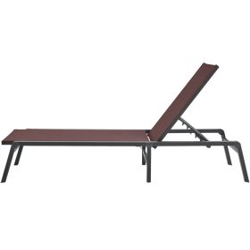 VEVOR Chaise Lounge Chair Outdoor Patio Lounge Chair with Adjustable 5-Position (Color: Brown, Combination Type: 1 x Lounge Chair)
