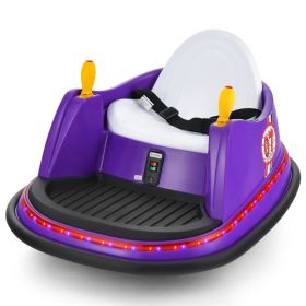 12V Electric Kids Ride On Bumper Car with Flashing Lights for Toddlers (Color: Purple)