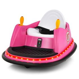 12V Electric Kids Ride On Bumper Car with Flashing Lights for Toddlers (Color: Pink)