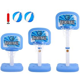 2 In 1 Poolside Basketball Game Set Pool Basketball Goal Indoor Outdoor Kids Basketball Court Water Basketball Toy with 2 Balls Gift for Boys Gir (Color: Blue)