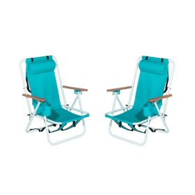 2PFCS Folding Beach Chairs 23"x21.7"x31.5" 4-Position Adjustable Steel Frame Oxford Cloth 264lbs Capacity Lightweight Portable Outdoor Lounge Cha (Color: Gray)