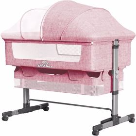 3-in-1 Bedside Crib (Color: Pink)